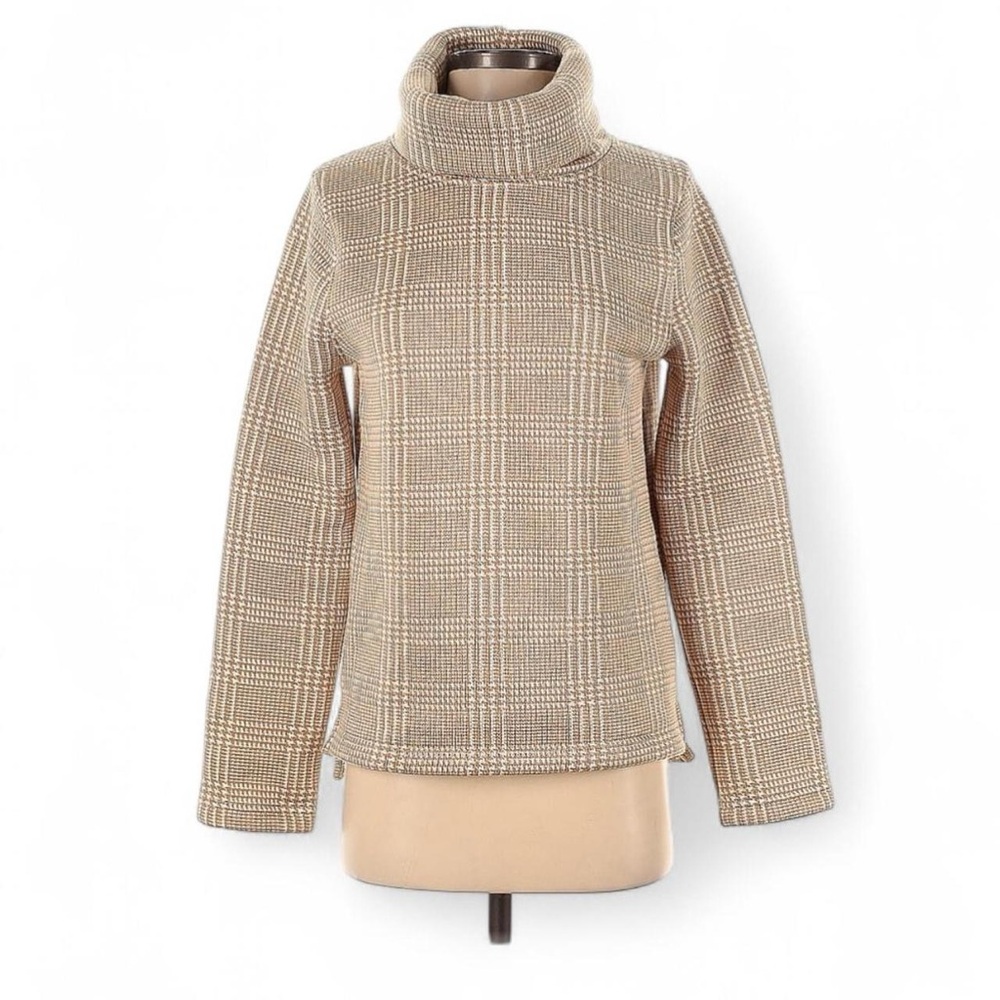 J. Crew Beige Plaid Turtleneck Sweater
